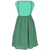 Wavelengths Chevron Contrast Dress in Mint